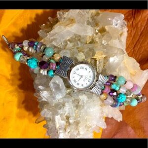 VTG  Peyote Bird semiprecious stone bracelet watch